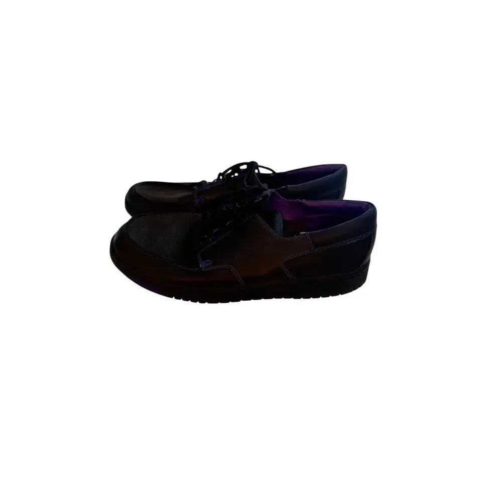 Nike Mens Black Purple Mad Jibe Leather Lace Up Perforated Boat Shoes Size 11